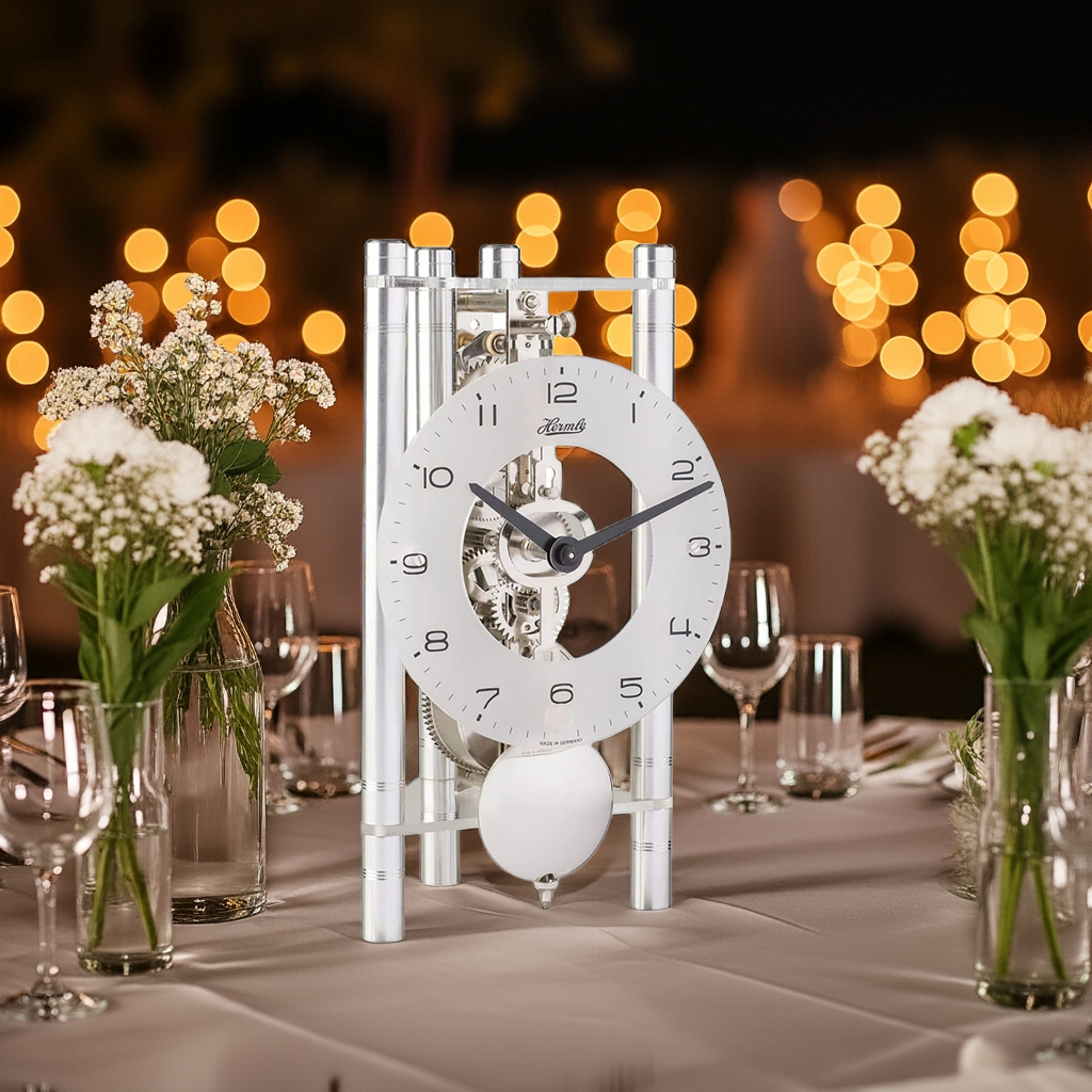 Acrylic Skeleton Table Clock | 7 Colors Available, Colorful Pillar Model (Mechanical Table Clock)