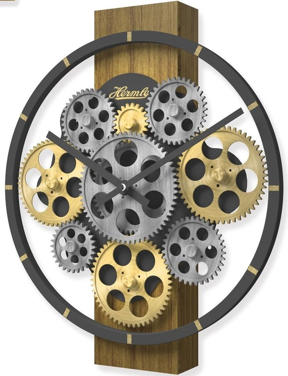 Helmle 30105-002100 | Skeleton Gear Wall Clock (with decorative gears, quartz movement)