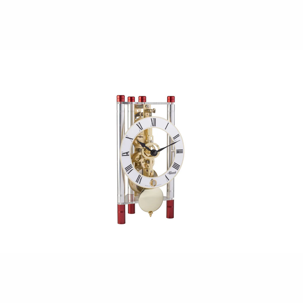 Acrylic Skeleton Table Clock | 7 Colors Available, Colorful Pillar Model (Mechanical Table Clock)