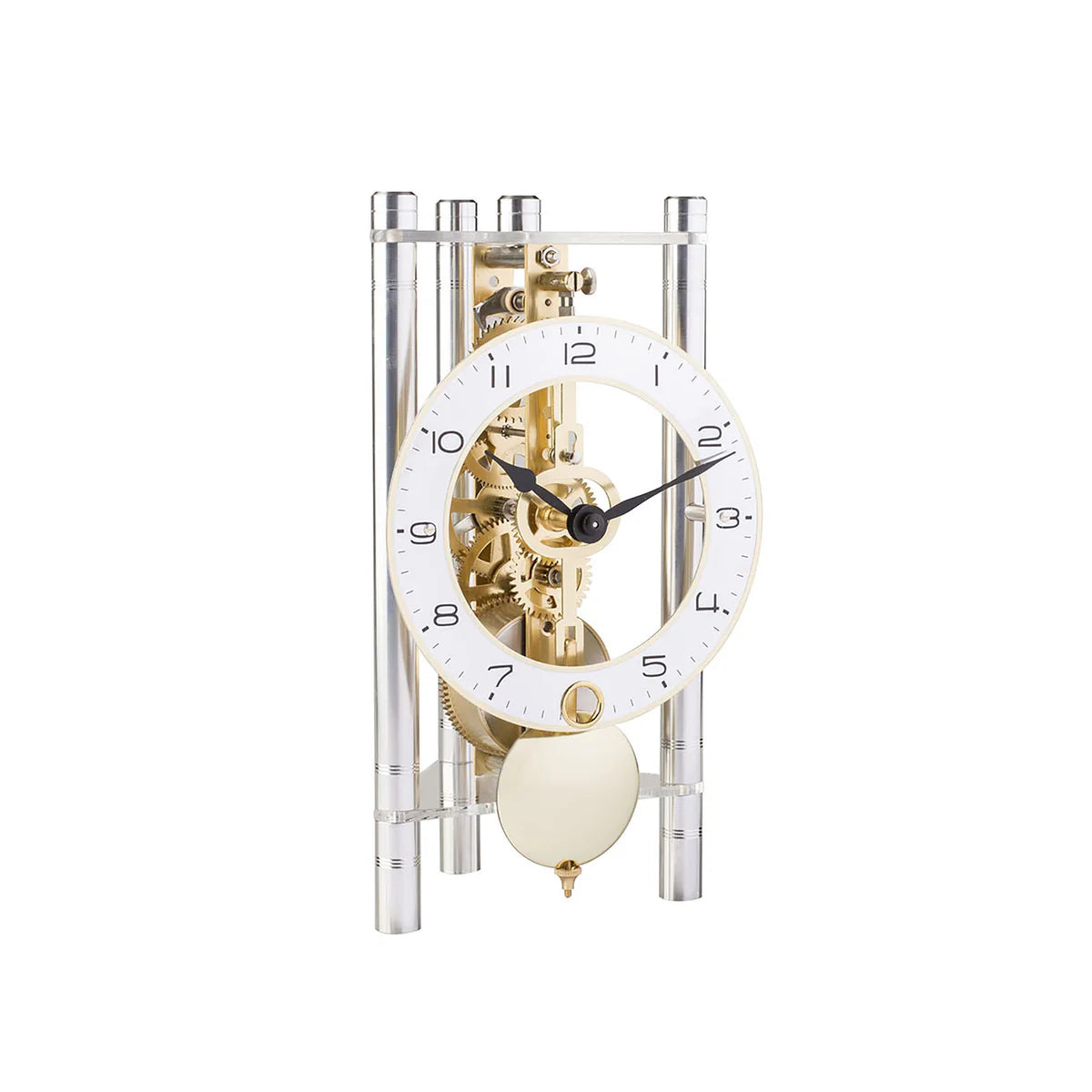 Acrylic Skeleton Table Clock | 7 Colors Available, Colorful Pillar Model (Mechanical Table Clock)