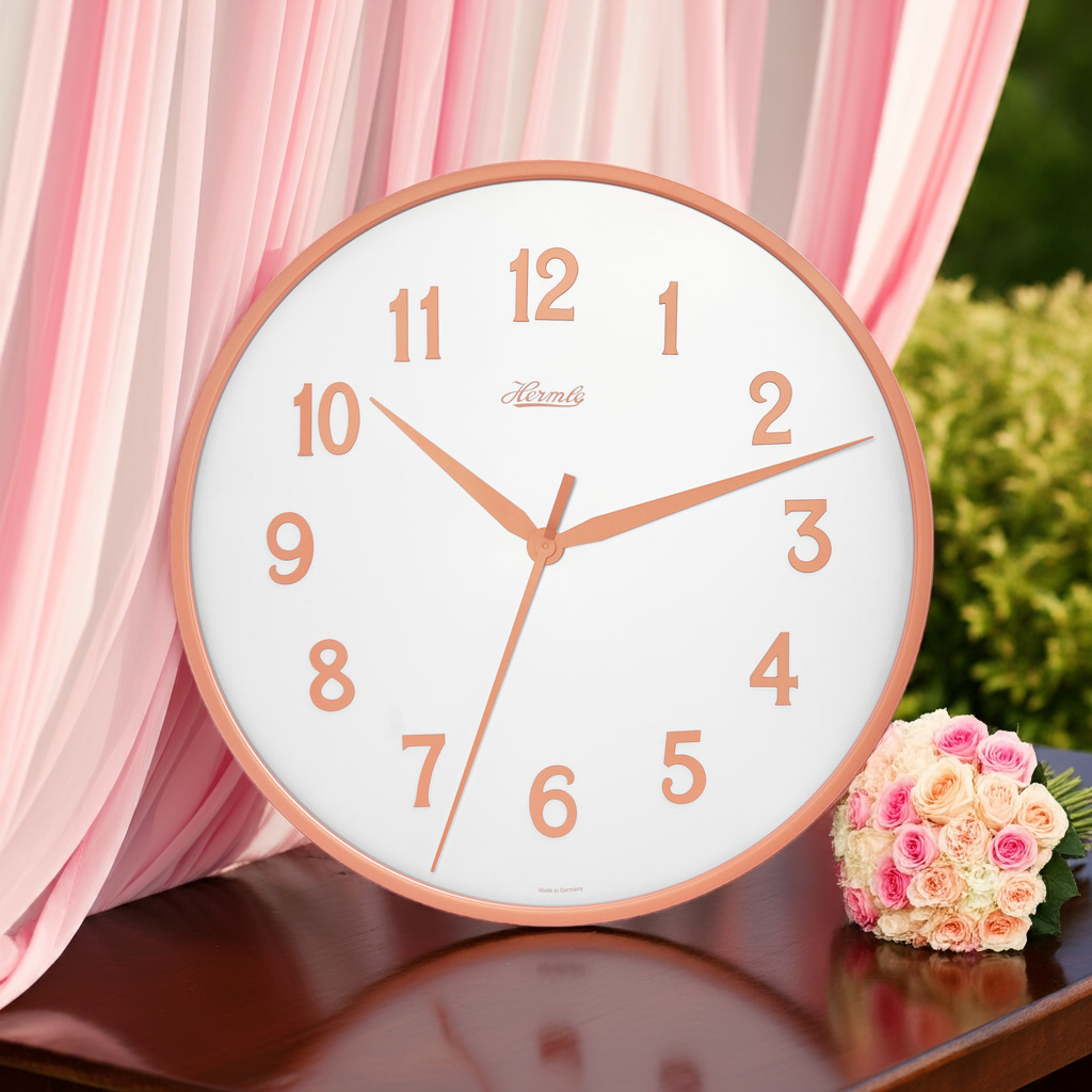 Helmle Coral Orange Minimalist Wall Clock (30921-V52100) | Scandinavian Style x 30cm Diameter